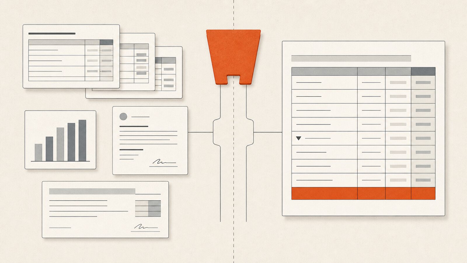 Procore project financials screen alongside a finished WIP schedule