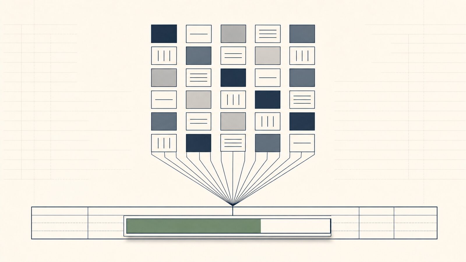 Construction cost-code ledger feeding a single percent-complete figure into a monthly WIP schedule sheet.