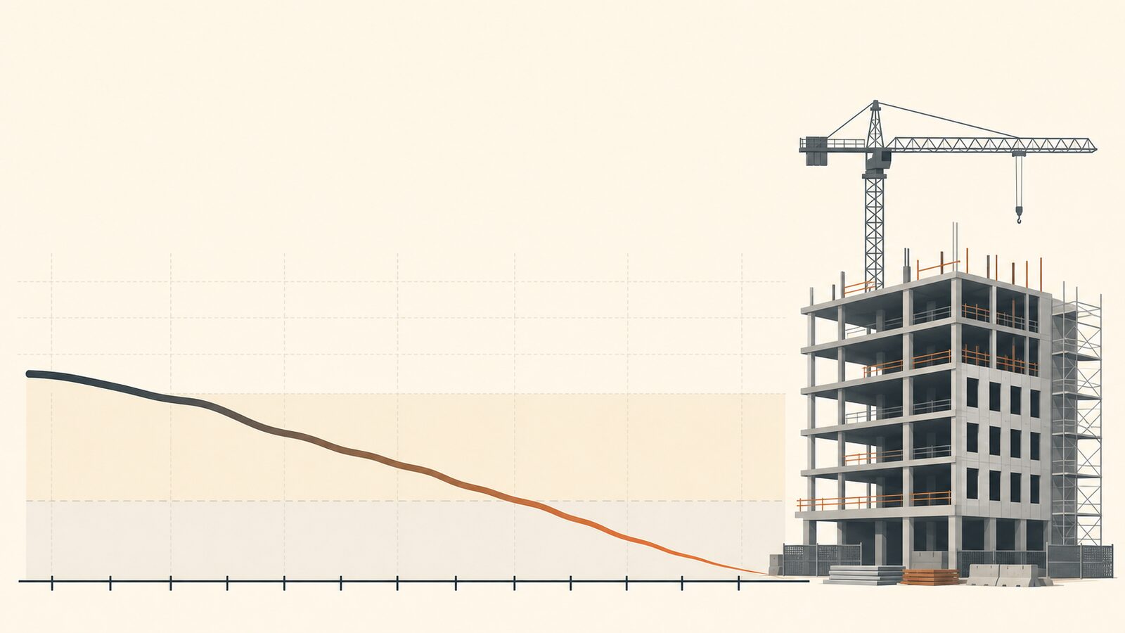 A gross-margin line fading from healthy to thin across a project timeline